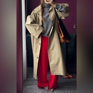 ZARA Red Wide-Leg Pants – Minimal Tailored Fit